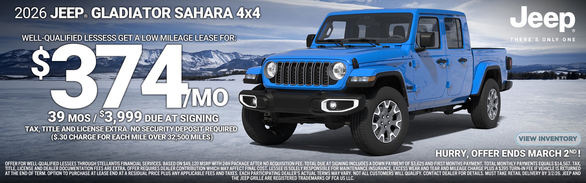 2026 Jeep Gladiator Lease